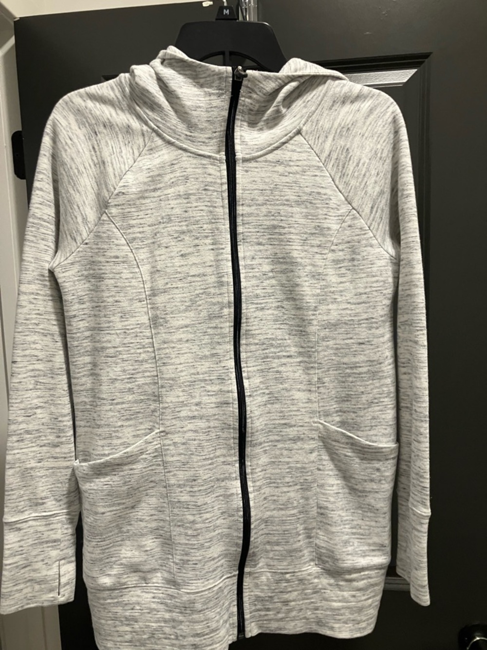 TekGear Heathered Light Gray Hooded Zip Jacket